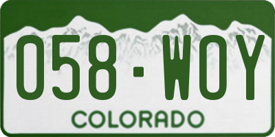 CO license plate 058WOY