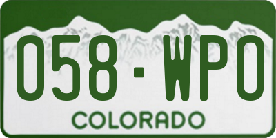 CO license plate 058WPO