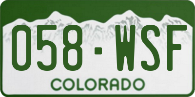 CO license plate 058WSF