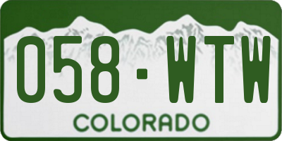 CO license plate 058WTW