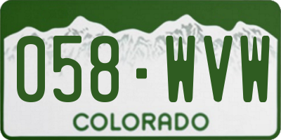 CO license plate 058WVW