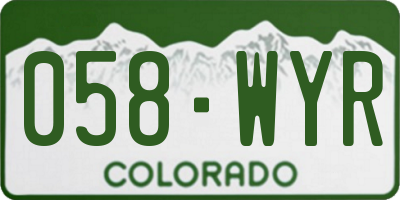 CO license plate 058WYR