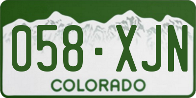 CO license plate 058XJN