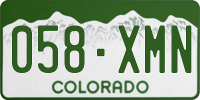 CO license plate 058XMN