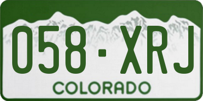 CO license plate 058XRJ