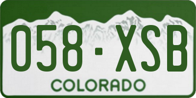 CO license plate 058XSB