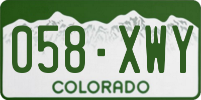 CO license plate 058XWY