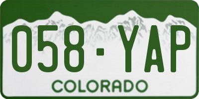 CO license plate 058YAP