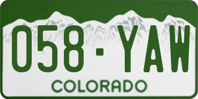 CO license plate 058YAW