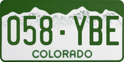 CO license plate 058YBE