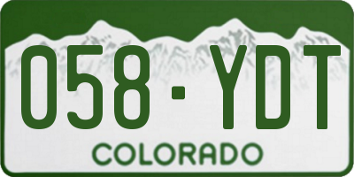 CO license plate 058YDT