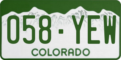 CO license plate 058YEW