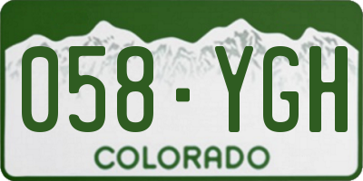CO license plate 058YGH