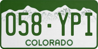 CO license plate 058YPI