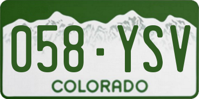 CO license plate 058YSV