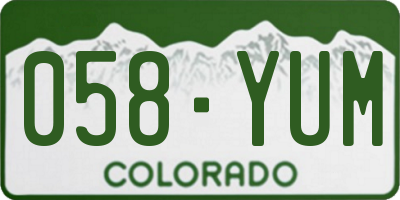 CO license plate 058YUM