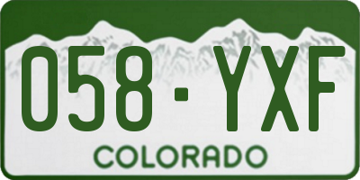 CO license plate 058YXF
