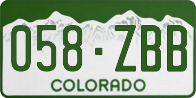 CO license plate 058ZBB