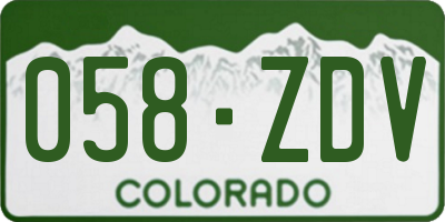 CO license plate 058ZDV