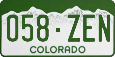 CO license plate 058ZEN