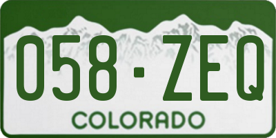 CO license plate 058ZEQ