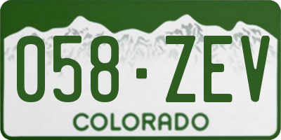 CO license plate 058ZEV