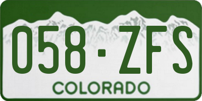 CO license plate 058ZFS