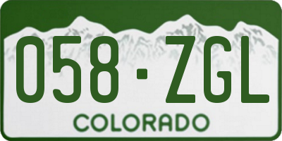 CO license plate 058ZGL