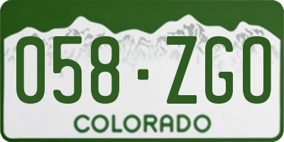 CO license plate 058ZGO