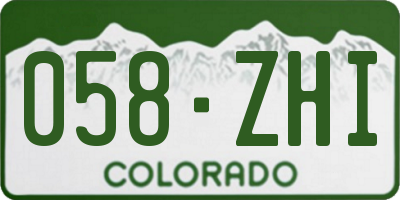 CO license plate 058ZHI