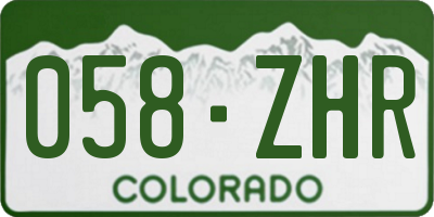 CO license plate 058ZHR