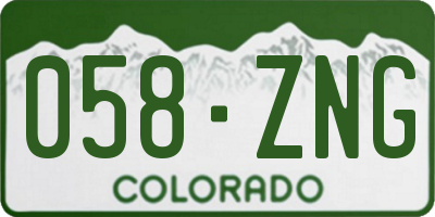 CO license plate 058ZNG
