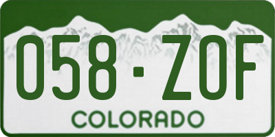 CO license plate 058ZOF