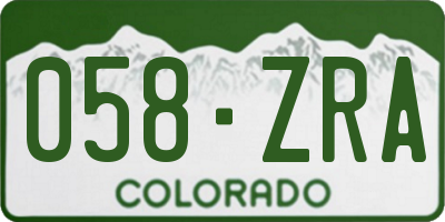 CO license plate 058ZRA