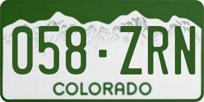 CO license plate 058ZRN
