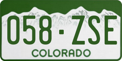 CO license plate 058ZSE