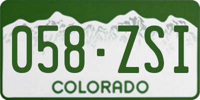 CO license plate 058ZSI