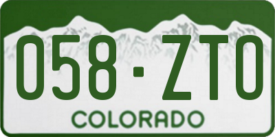 CO license plate 058ZTO