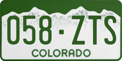 CO license plate 058ZTS