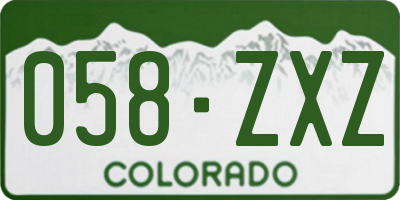 CO license plate 058ZXZ