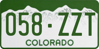 CO license plate 058ZZT