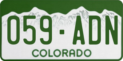 CO license plate 059ADN