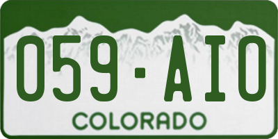 CO license plate 059AIO