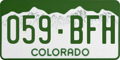 CO license plate 059BFH