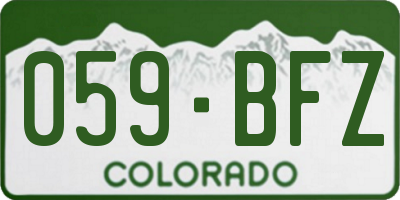 CO license plate 059BFZ