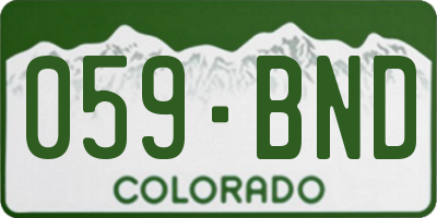 CO license plate 059BND