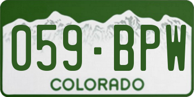 CO license plate 059BPW