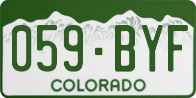 CO license plate 059BYF