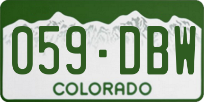 CO license plate 059DBW