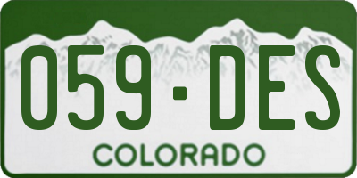CO license plate 059DES